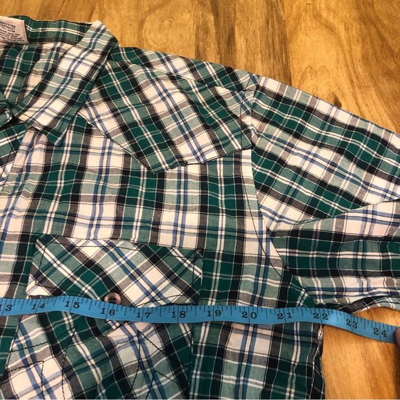 True Religion Green Plaid Embroidered Mens Button Down Short Sleeve Shirt XXL - Picture 6 of 9